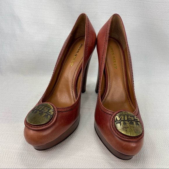 Rare Miss Sixty Leather Platform High Heels 4.5” Dusty Rose Pink Size 37 / 6.5 - Picture 3 of 14